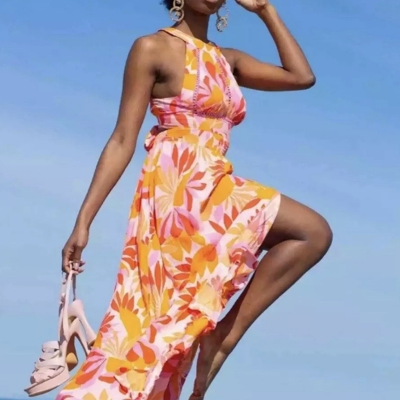 Abel the Label Anthropologie Rumi Maxi Halter Dress/ Size S - Picture 3 of 15